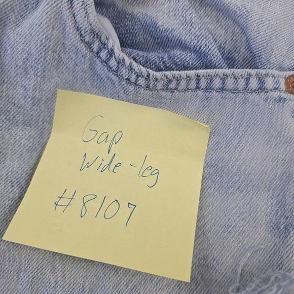 GAP Denim Jeans Womens 2 26L Light Wash Blue High Rise Wide Leg Distressed - Picture 15 of 15